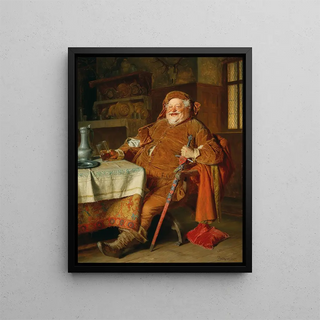 Eduard von Grtzner - Falstaff With A Sword Wine Jug And Glass.webp