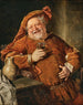 Falstaff met een kruik en een glas - Eduard von Grützner — weergave van het kunstwerk