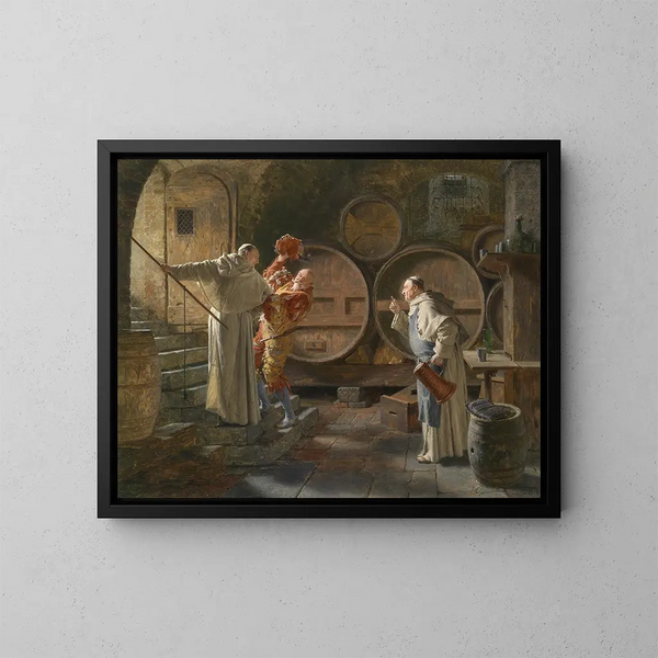 Na een zware sessie - Eduard von Grützner — ingelijst kunstwerk aan de muur