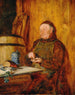 Stillvergünt Een monnik met een tabaksdoos - Eduard von Grützner — weergave van het kunstwerk