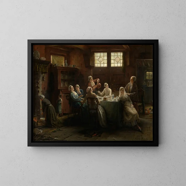 Een beetje plagerij - Edward Antoon Portielje — ingelijst kunstwerk aan de muur