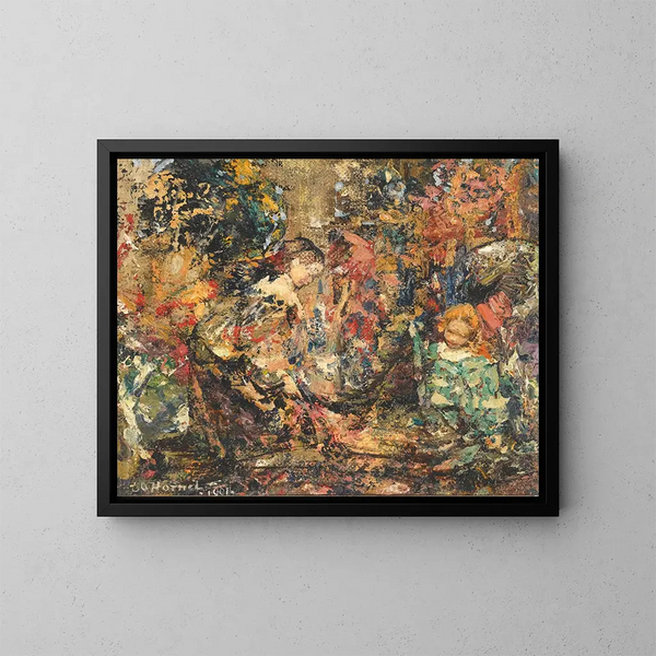 Meisjes met bloemen - Edward Atkinson Hornel — ingelijst kunstwerk aan de muur