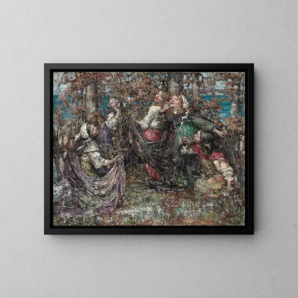 Ronde des roses - Edward Atkinson Hornel — ingelijst kunstwerk aan de muur