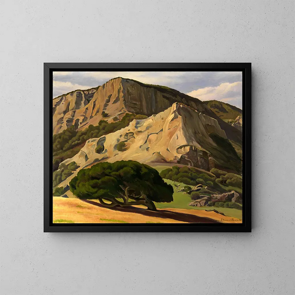 Eiken en rotsen in San Luis Obispo - Edward Bruce — ingelijst kunstwerk aan de muur