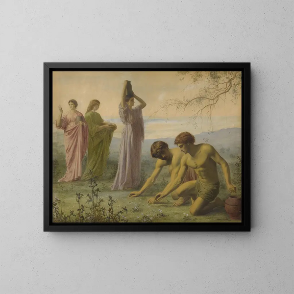 De Israëlieten die manna verzamelen - Edward Clifford — ingelijst kunstwerk aan de muur