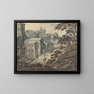 Edward Edwards - St Winifreds Well Holywell Flintshire Wales with the Artist in the Foreground.webp