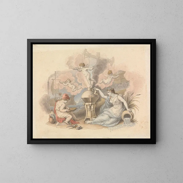 Allegorie van de stoom - Edward Francis Burney — ingelijst kunstwerk aan de muur