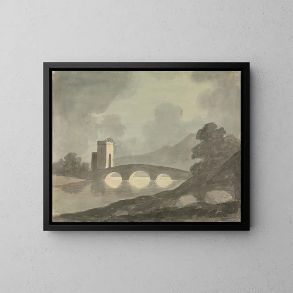Pont en toren - Edward Francis Burney — ingelijst kunstwerk aan de muur