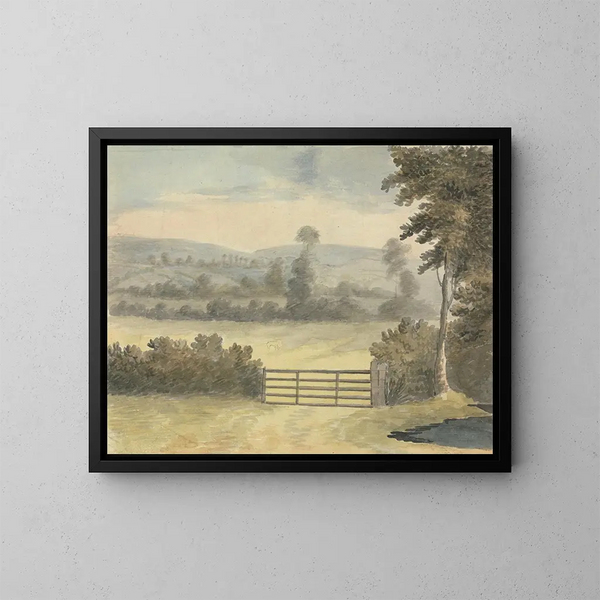 Landschap met weidepoort - Edward Francis Burney — ingelijst kunstwerk aan de muur