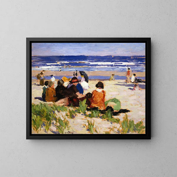 van het strand in Ogunquit, Maine - Edward Henry Potthast — ingelijst kunstwerk aan de muur