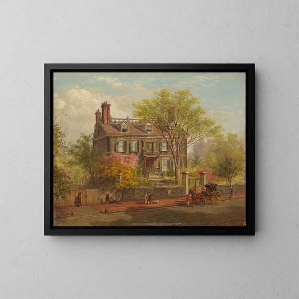 Het huis John Hancock - Edward Lamson Henry — ingelijst kunstwerk aan de muur