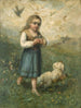Kind met vogels en een hond - Edward Mitchell Bannister — weergave van het kunstwerk