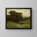Onbekende bos scène zonder titel met een brug en koeien in de beek op de voorgrond - Edward Mitchell Bannister — ingelijst kunstwerk aan de muur