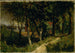 Landschap Zonder Titel Bos scène met rode omheining en gebouw - Edward Mitchell Bannister — weergave van het kunstwerk