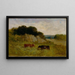 Landschap zonder titel met twee koeien - Edward Mitchell Bannister — ingelijst kunstwerk aan de muur