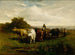 van een ongetiteld man te paard, vrouw te voet die vee leidt - Edward Mitchell Bannister — weergave van het kunstwerk