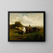 van een ongetiteld man te paard, vrouw te voet die vee leidt - Edward Mitchell Bannister — ingelijst kunstwerk aan de muur
