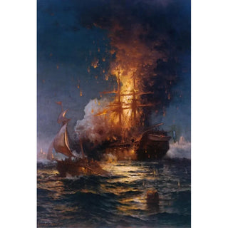 Edward Moran - Burning of the Frigate Philadelphia in the Harbor of Tripoli.webp