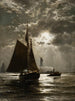 Nachtval op de haven van New York - Edward Moran — weergave van het kunstwerk