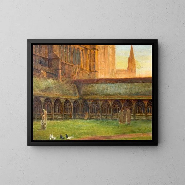 De kloosters van de kathedraal van Lincoln - Edward Richard Taylor — ingelijst kunstwerk aan de muur