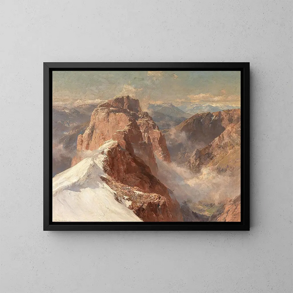 Uitzicht op de Crozzon di Brenta vanaf de Cima Tosa met de Pilastro dei Francesi - Edward Theodore Compton — ingelijst kunstwerk aan de muur