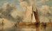 Hollandse zeilerschilderij op het Zuiderzee met een windmolen op de achtergrond - Edward William Cooke — weergave van het kunstwerk