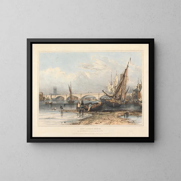 Nieuw Londen Bridge vanaf Billingsgate - Edward William Cooke — ingelijst kunstwerk aan de muur