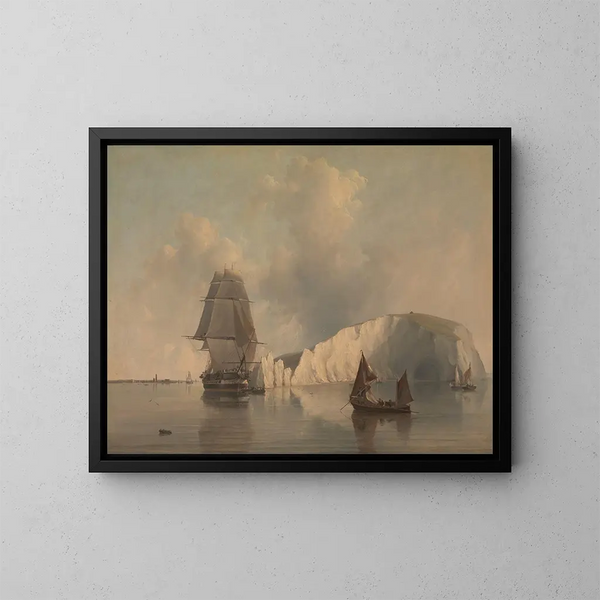 Op de open zee bij het eiland Wight - Edward William Cooke — ingelijst kunstwerk aan de muur
