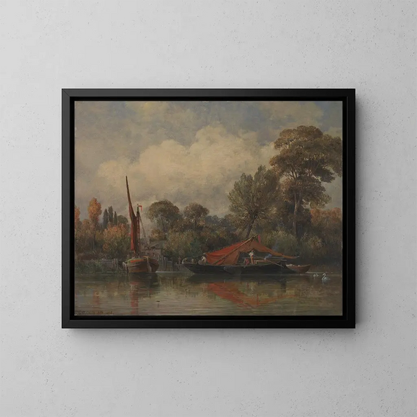 Tegenover mijn huis in Barnes - Edward William Cooke — ingelijst kunstwerk aan de muur