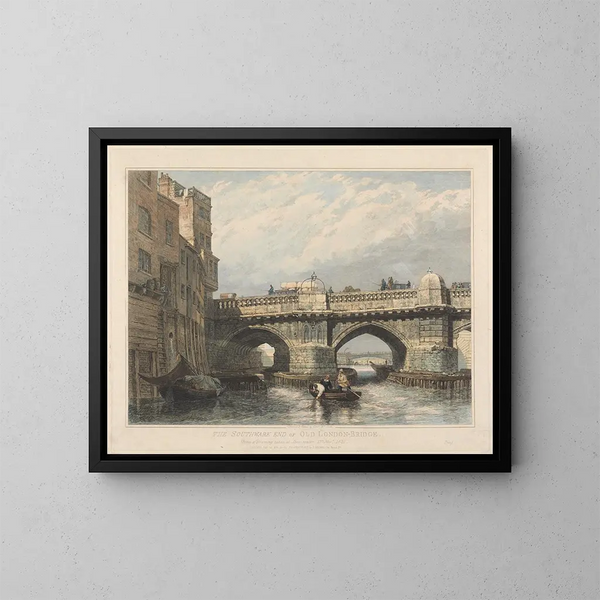 L'extremité sud de l'ancien pont de Londres - Edward William Cooke — ingelijst kunstwerk aan de muur