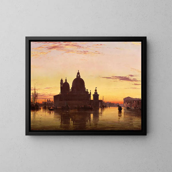 Venetië, Santa Maria della Salute bij zonsondergang - Edward William Cooke — ingelijst kunstwerk aan de muur
