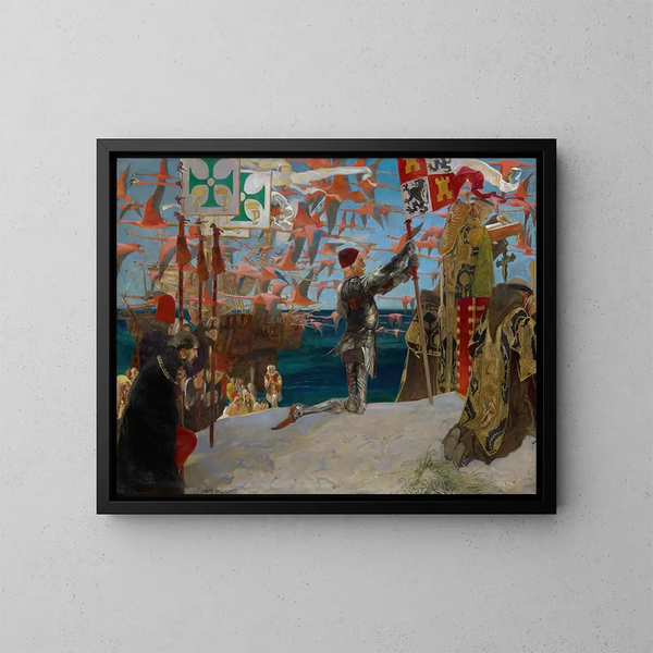 Colomb in de Nieuwe Wereld - Edwin Austin Abbey — ingelijst kunstwerk aan de muur