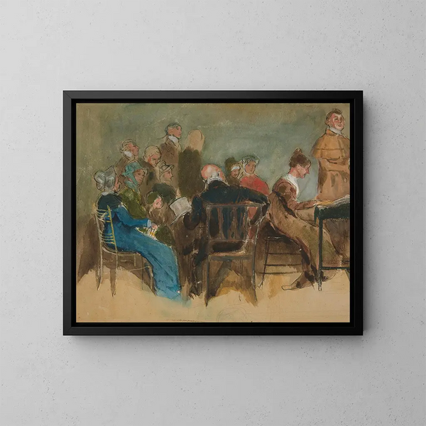Schets van vrouwen in een interieur - Edwin Austin Abbey — ingelijst kunstwerk aan de muur