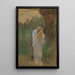 Vrouw in een landschap die haar lange blonde haar schildert - Edwin Austin Abbey — ingelijst kunstwerk aan de muur