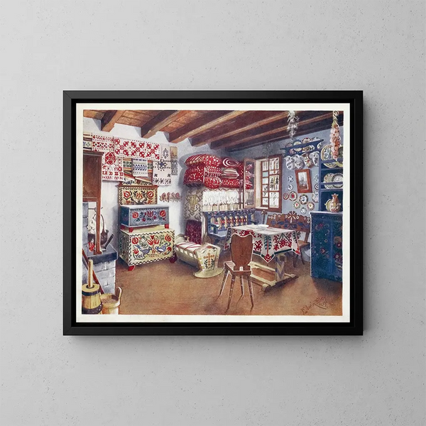 Oostenrijks-Hongaarse landelijke meubelkunstdruk - Edwin Foley — ingelijst kunstwerk aan de muur