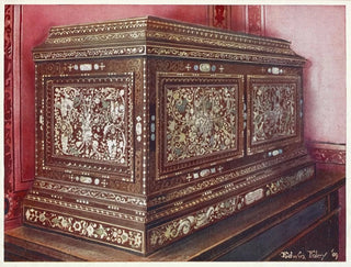 Edwin Foley - Inlaid jewel casket of walnut wood Panelled front sides and top.webp