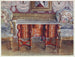 van een bureau tafel op de knieën in rood schildpad, met gelakt stalen bovenkant, vergulde Boulle-gestoffeerde fauteuils met tapijt - Edwin Foley — weergave van het kunstwerk