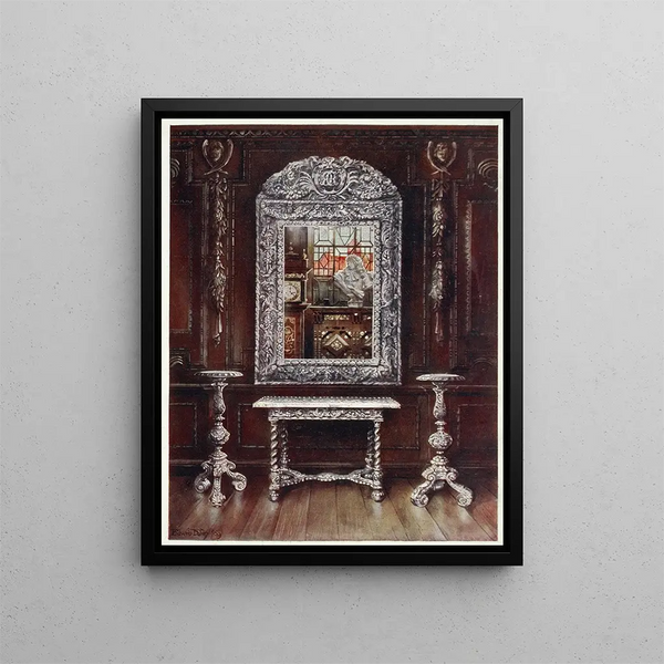 Edwin Foley - Mirror gueridons and table overlaid with silver plaques.webp