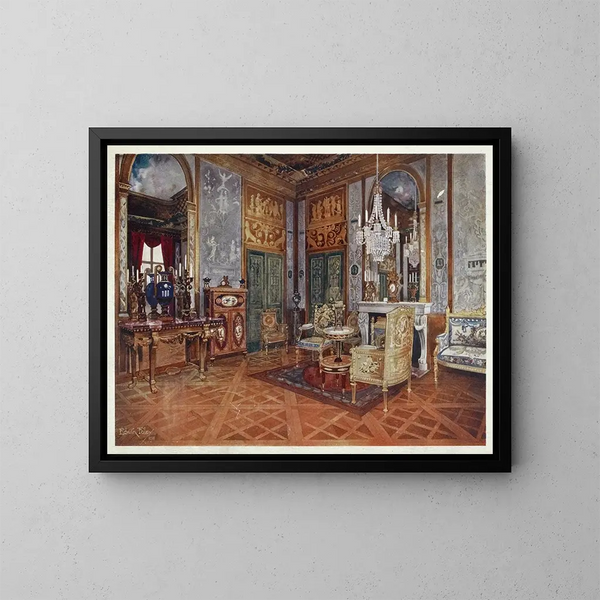 Koninklijk Muziek Salon Schilderij van Marie-Antoinette, paleis van Fontainebleau, Frankrijk - Edwin Foley — ingelijst kunstwerk aan de muur