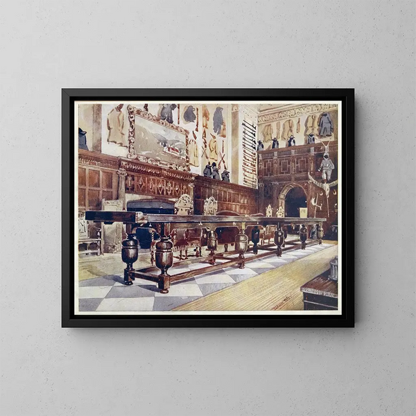 Shuffleboard tafel in de kamer van Littlecote - Edwin Foley — ingelijst kunstwerk aan de muur