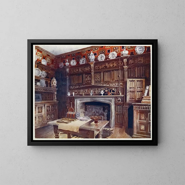 L'studie lambrissée à Groombridge Place, Kent - Edwin Foley — ingelijst kunstwerk aan de muur