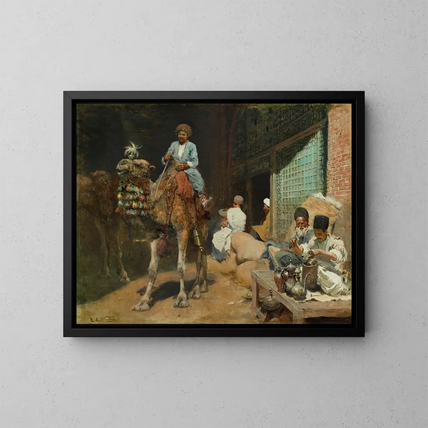 Een markt in Ispahan - Edwin Lord Weeks — ingelijst kunstwerk aan de muur