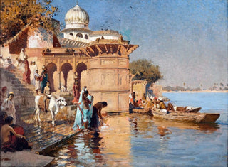 Le long des ghâts de Mathura - Edwin Lord Weeks — weergave van het kunstwerk
