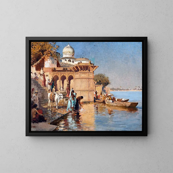 Le long des ghâts de Mathura - Edwin Lord Weeks — ingelijst kunstwerk aan de muur