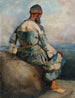 Persian peasant painting sitting on top of a rock - Edwin Lord Weeks — artwork view