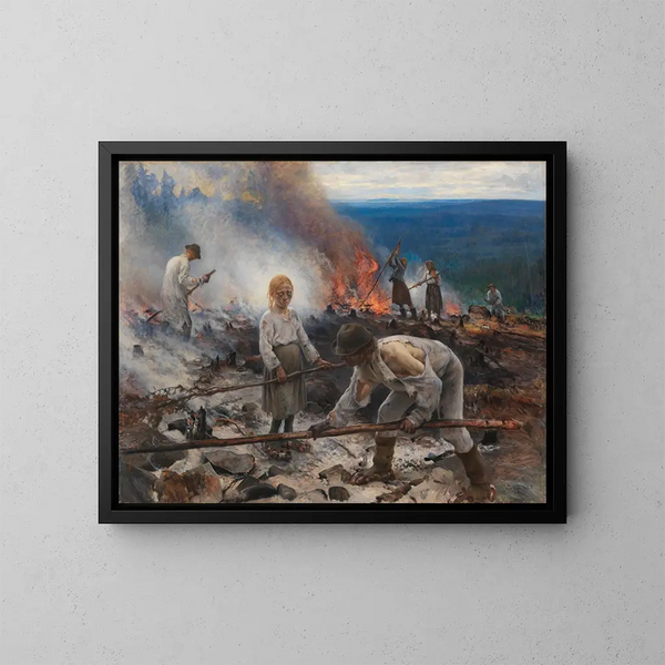 van Onder het juk, brandend door de struikgewas - Eero Järnefelt — ingelijst kunstwerk aan de muur