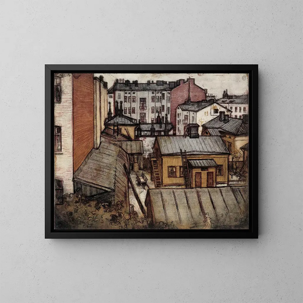 Uitzicht vanaf het huis van de kunstenaars Bernhardinkatu - Eero Järnefelt — ingelijst kunstwerk aan de muur