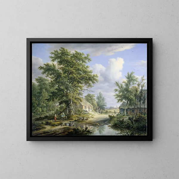 van Fermes à la lisière d'un bois - Egbert van Drielst — ingelijst kunstwerk aan de muur