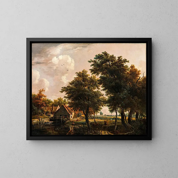 Landschap met een watermolen - Egbert van Drielst — ingelijst kunstwerk aan de muur