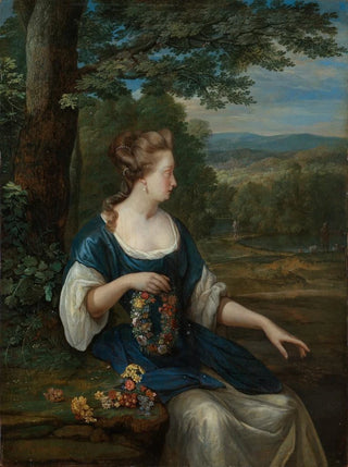 Eglon van der Neer - Portrait of a woman with a wreath of flowers.webp